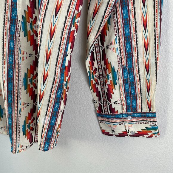 Back In The Saddle Womens Plus 3X Western Pearl Snap Shirt Aztec Cowgirl Rodeo - Picture 8 of 8